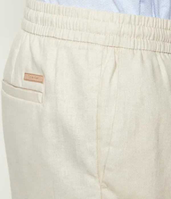 Льняные шорты straight fit Calvin Klein, бежевый — фото 4