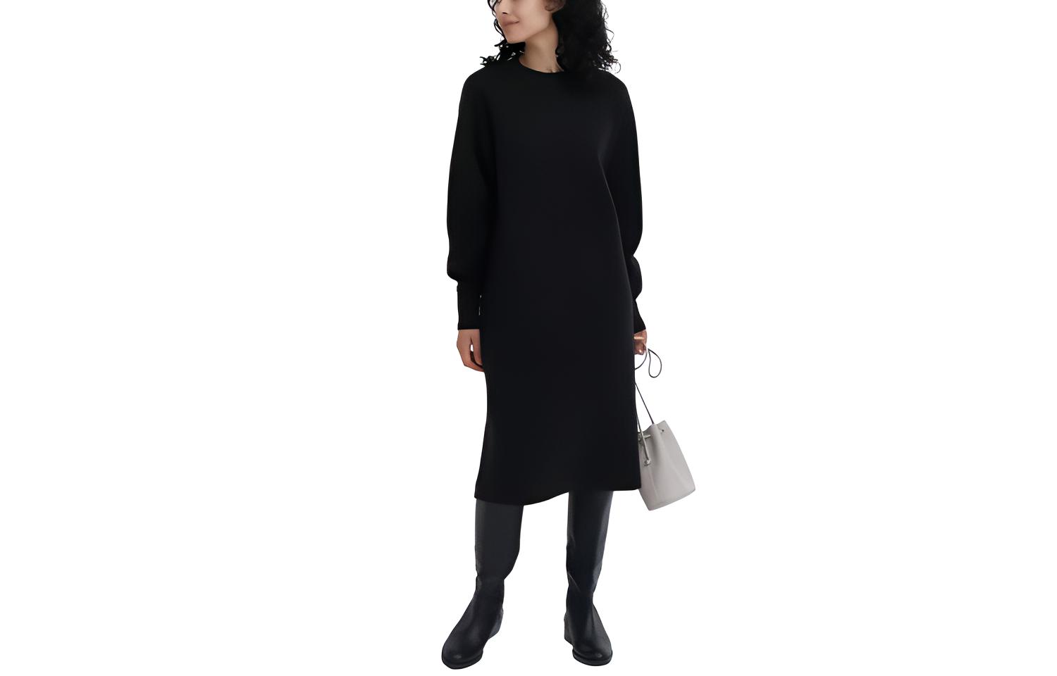 

FW23 Длинное платье с длинными рукавами Женское UNIQLO, Травянисто-зеленый