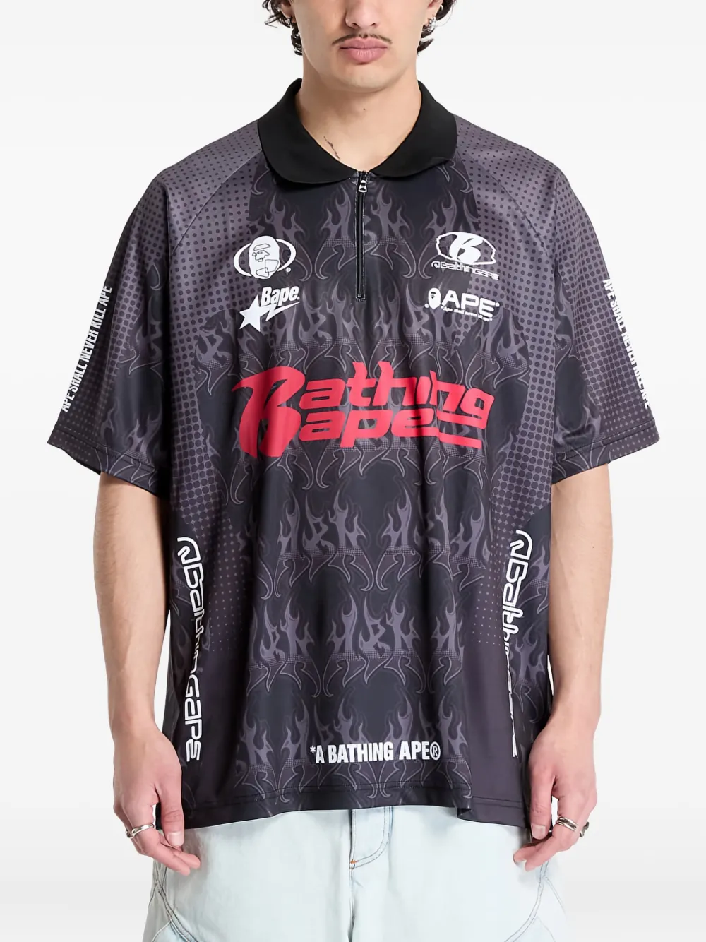 

Футболка с принтом "пламя" A BATHING APE, черный