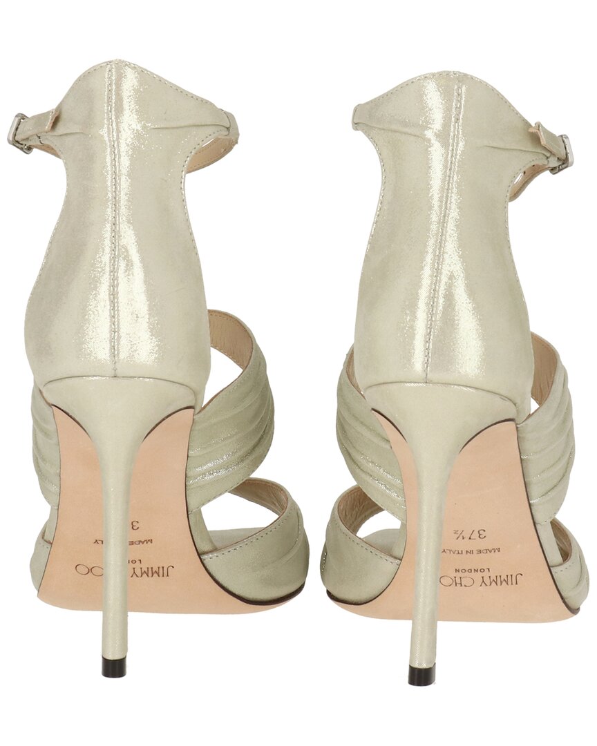 Джимми Чу Аура 95 Кожаные сандалии Jimmy Choo, белый — фото 2
