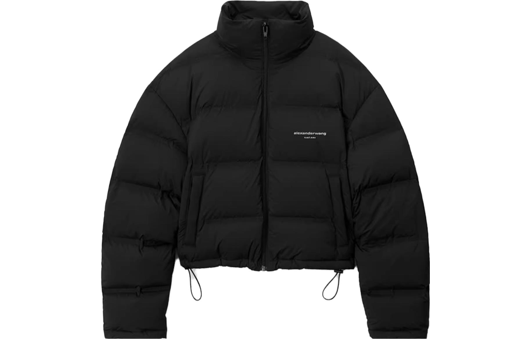 

Alexander Wang Пуховик с молнией и принтом логотипа, Black
