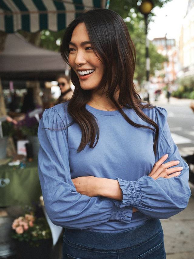 

Топ с присборенными манжетами Teddy NRBY, Light Blue