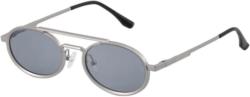 

Маленькие овальные солнцезащитные очки в стиле стимпанк с металлической оправой для женщин, роскошные винтажные очки с двойной дужкой, классические круглые очки в стиле панк VFDHN, C10lightsilver