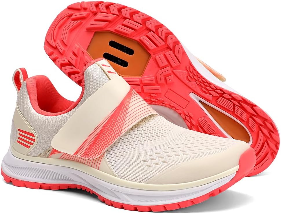 

Женские велотуфли для дома и улицы- удобные и дышащие- совместимы с шипами SPD Pairobin, розовый