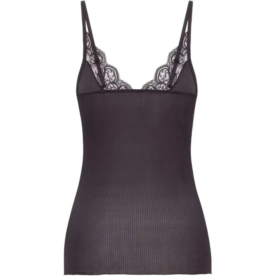 Топ на ребристой вязке Laced SAINT LAURENT, Ebony — фото 3