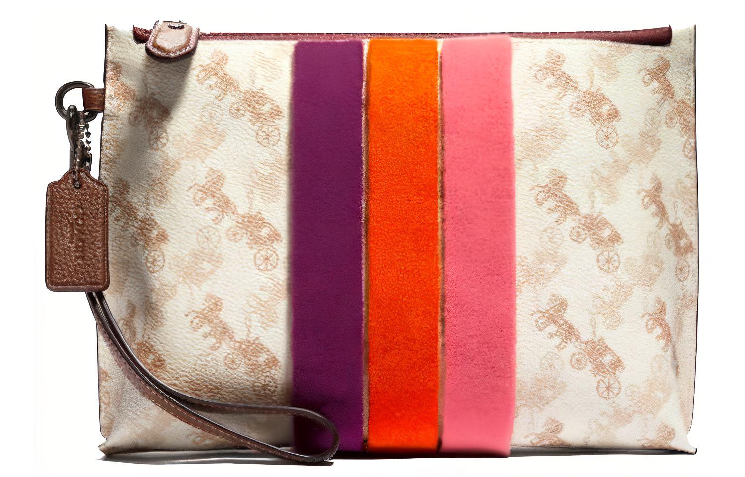 

COACH Шарли клатч средний из ткани с кожаными вставками женский коричнево-белый мультиколор