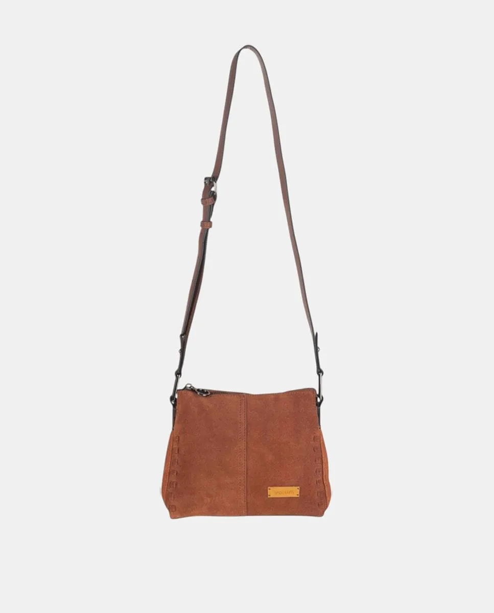 

Сумка через плечо из спилка на металлической молнии Volum, коричневый