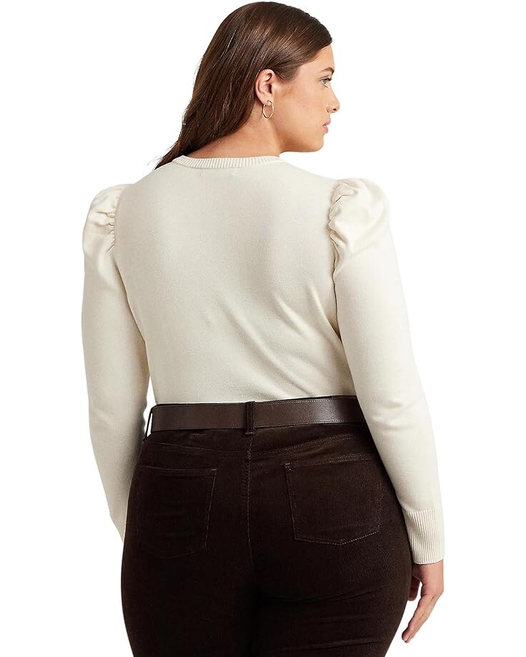 

Свитер LAUREN Ralph Lauren Plus-Size Cotton-Blend Puff-Sleeve Sweater, цвет Mascarpone Cream