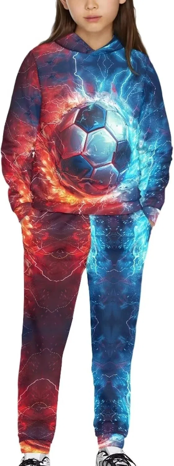 Детский спортивный костюм с принтом, Fire Water Soccer Patternsssss — фото 3