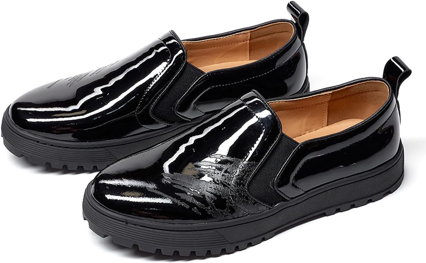 

Мужские слипоны Santimon Mens Penny Loafers, повседневная обувь для торжеств, модные современные мокасины из лакированной кожи, туфли для выпускного, свадьбы, делового костюма и смокинга, черный