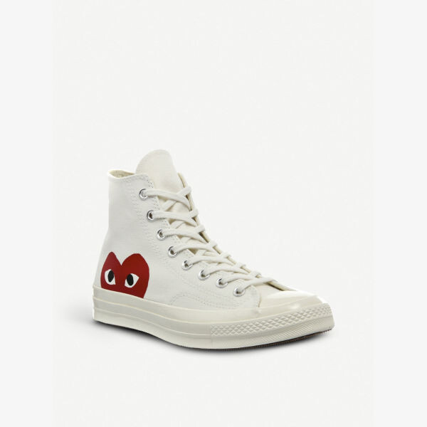 Высокие кеды Comme des Garçons PLAY x Converse из ткани 70-х годов Comme des Garçons, бежевый — фото 3