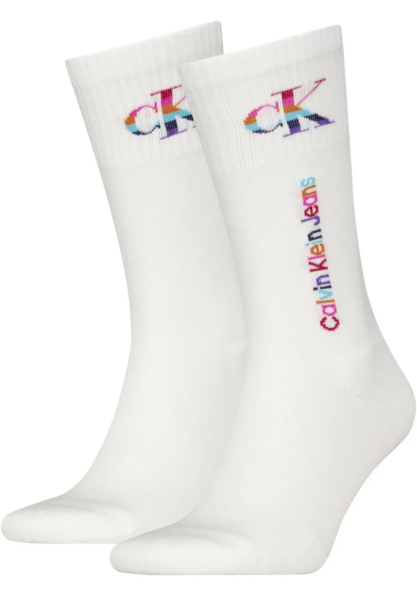 

Носки Calvin Klein Jeans (2 шт.) с радужным логотипом, белый