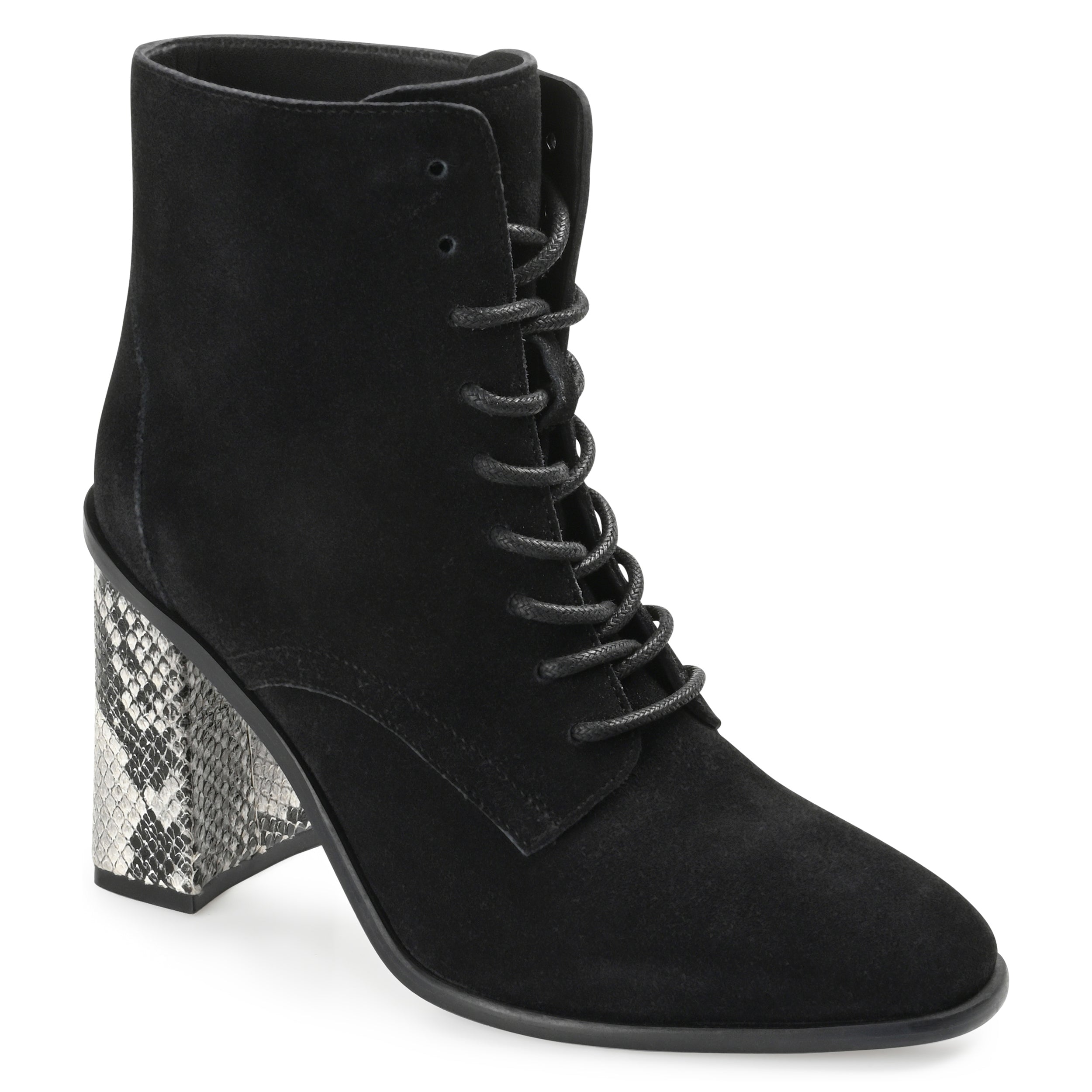 Женские армейские ботинки Journee Signature из натуральной кожи Edda Almond Toe Block Heel, черный