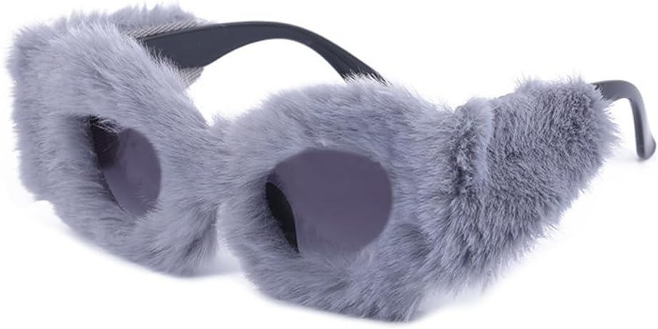 

Модные солнцезащитные очки с мягким мехом для женщин, изготовленные вручную из бархата, большие квадратные очки для женщин с защитой от УФ-излучения UV400 HYYZZC, Lightgray