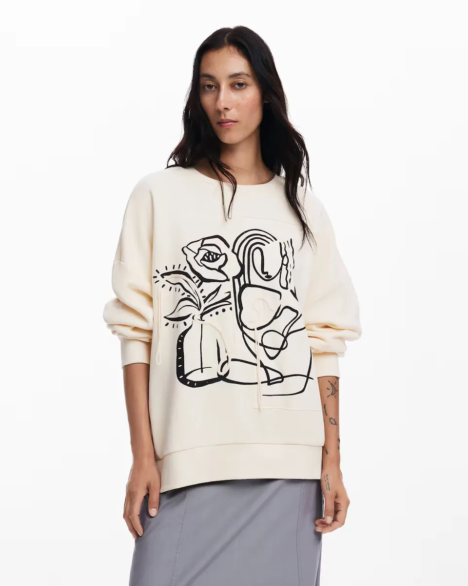 

Женская толстовка оверсайз с рисунком спереди Desigual, цвет Crudo