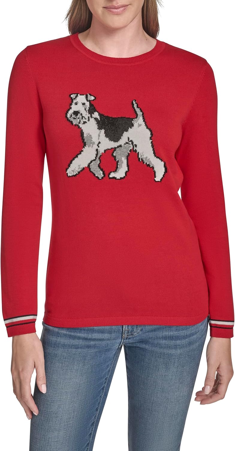 

Женский повседневный свитер Tommy Hilfiger с круглым вырезом, Scarlet Multi Terrier
