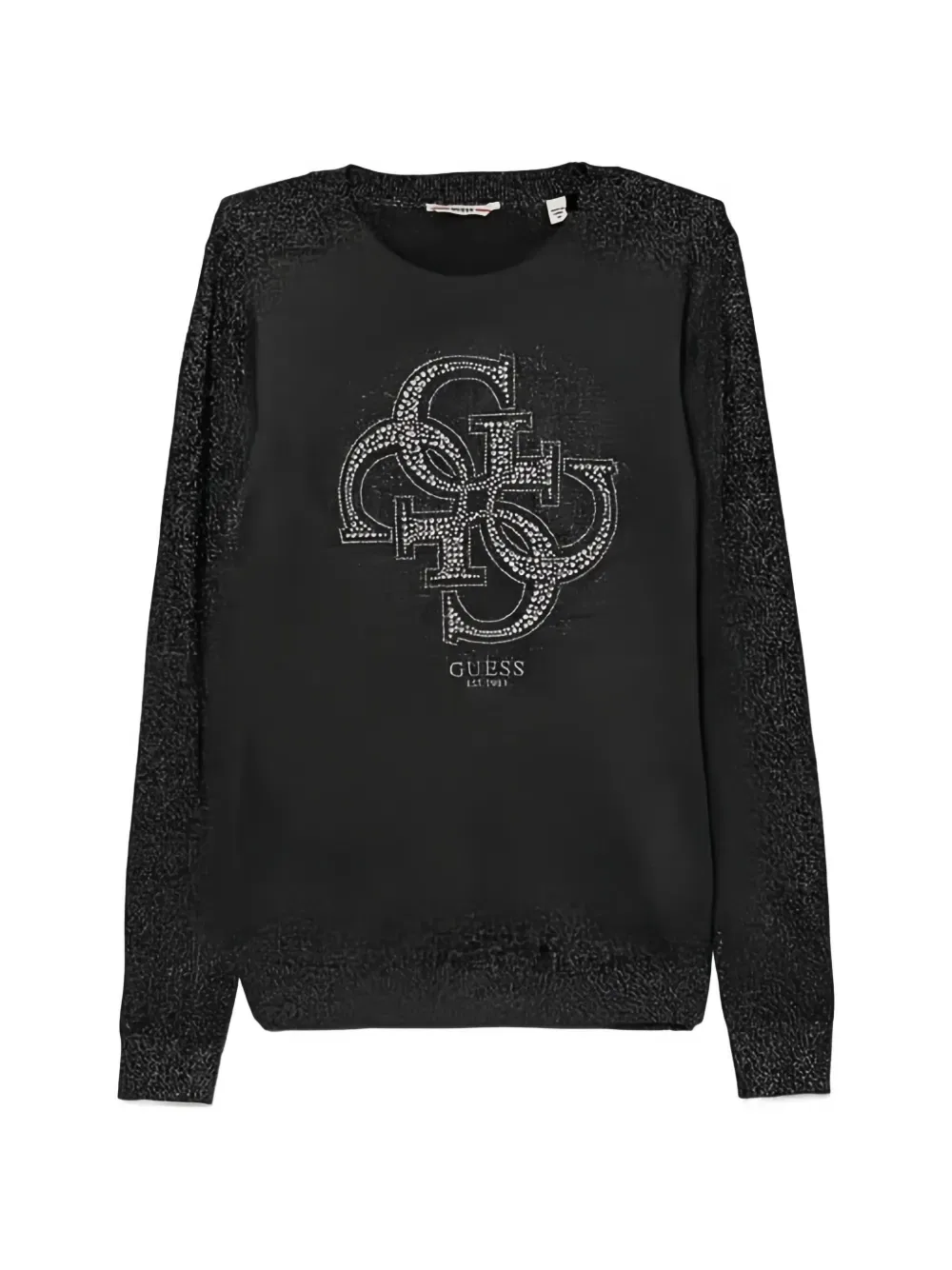 Свитер с логотипом, украшенным заклепками Guess Kids, черный