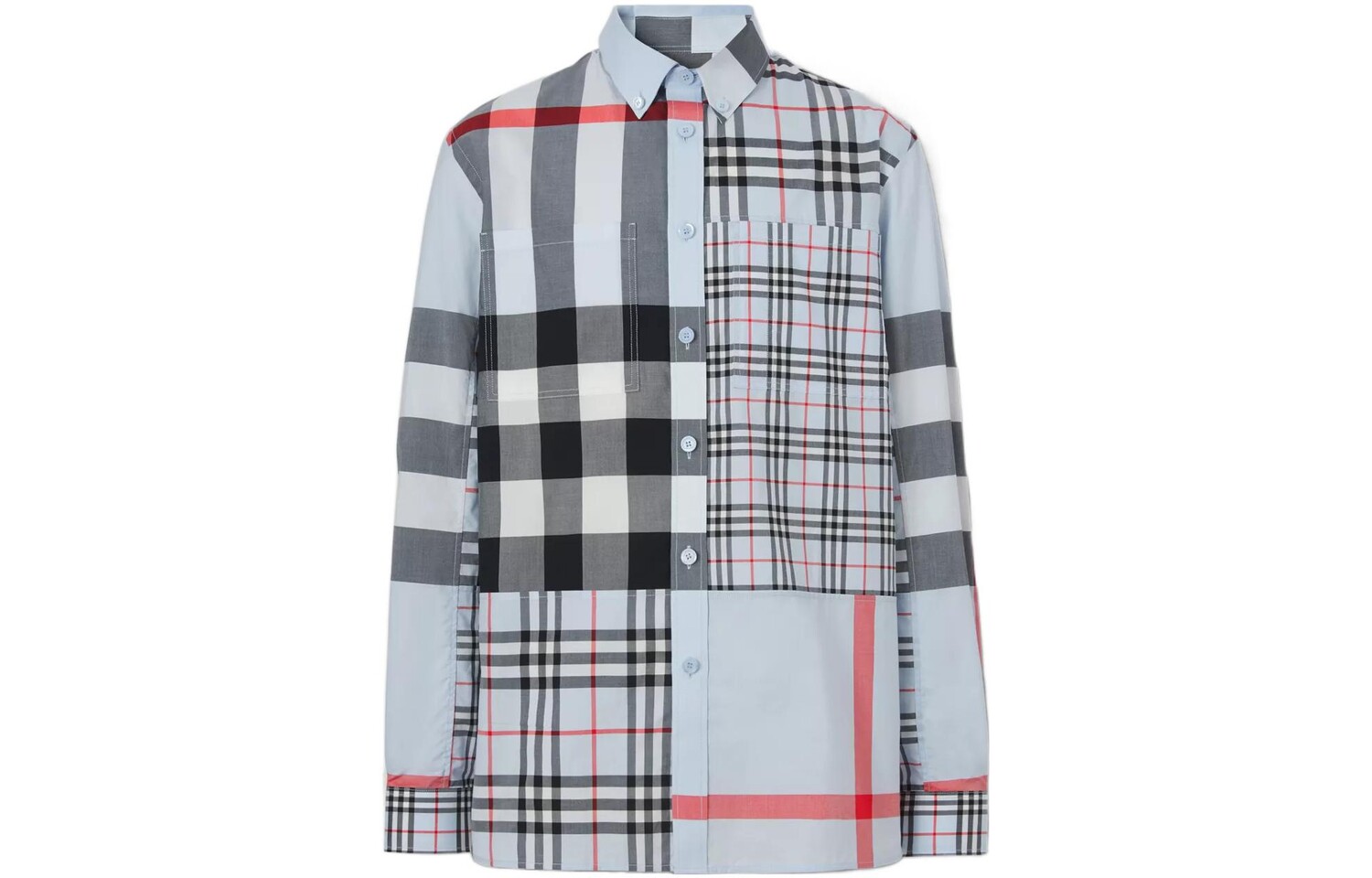 

SS22 Мужская рубашка с длинным рукавом и клетчатым воротником, синяя Burberry, синий