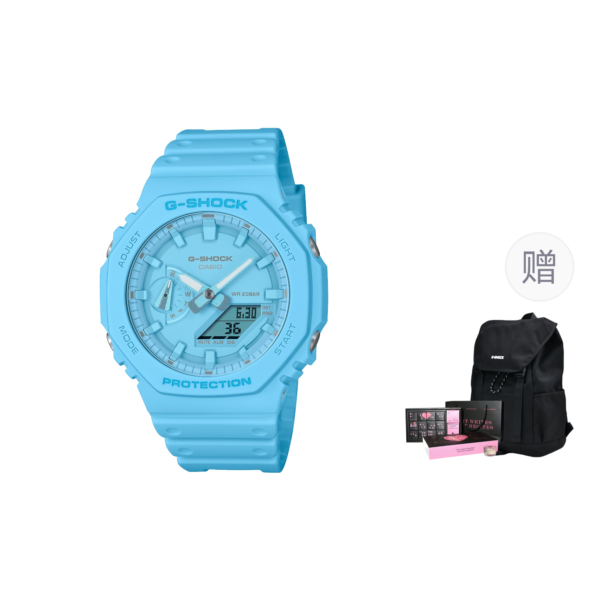 

CASIO Унисекс-часы с двойным жидкокристаллическим/аналоговым дисплеем, синие, GA-2100-2A2PR