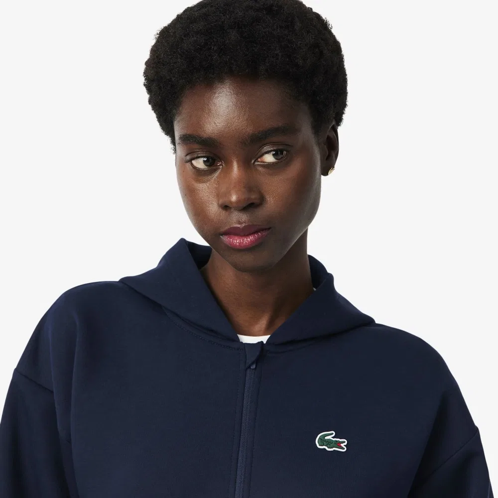 Толстовка Lacoste тренировочная на молнии, тёмно-синяя — фото 2