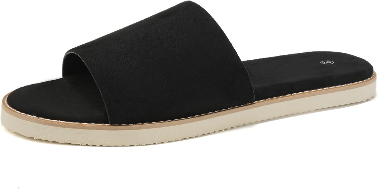 Мужские летние сандалии SoleilSandal из замши, удобные шлепанцы с стелькой из пены с эффектом памяти, подошва из ЭВА, нескользящие, повседневные модные I-слайды, черный — фото 3