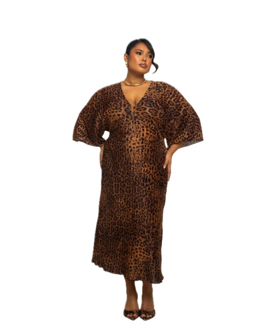 

Женское миди-платье с леопардовым принтом FASHION-SZN CURVE, Brown