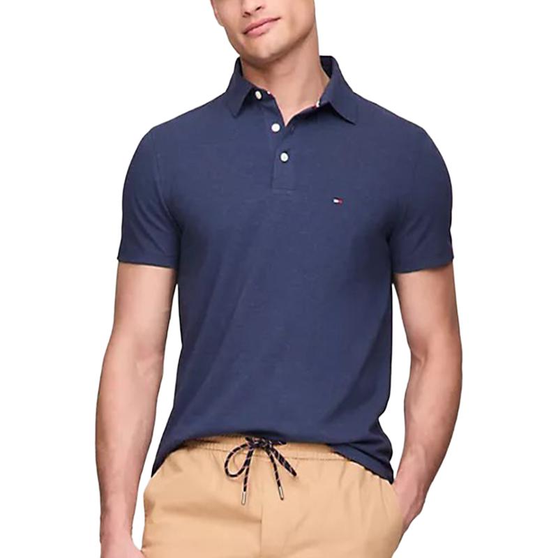 Tommy Hilfiger Мужская поло темно-синего цвета — фото 3