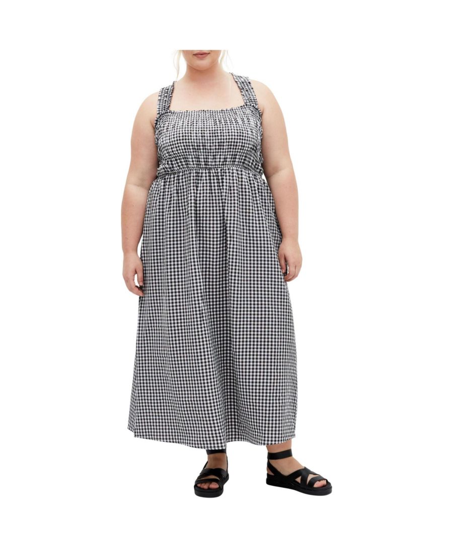 

Милое женское длинное платье в клетку CITY CHIC, Black gingham