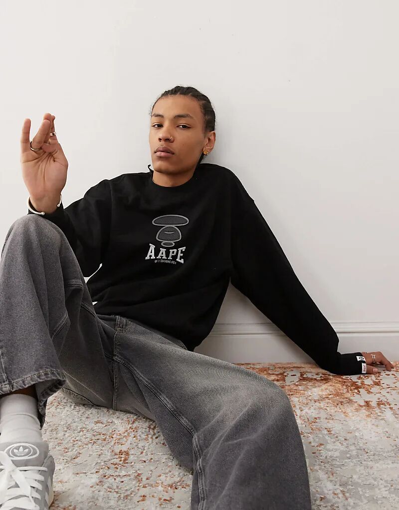 

Толстовка с камуфляжным логотипом Aape By A Bathing Ape черного цвета