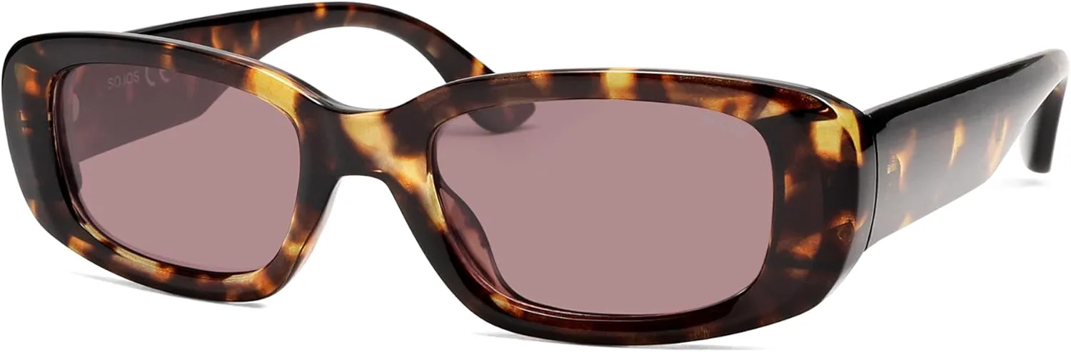 

Солнцезащитные очки SOJOS Retro Rectangle Polarized Sunglasses для женщин и мужчин, в стиле Y2k 90-х, с защитой от УФ-излучения, модель SJ2375, Tortoise/Light Pink