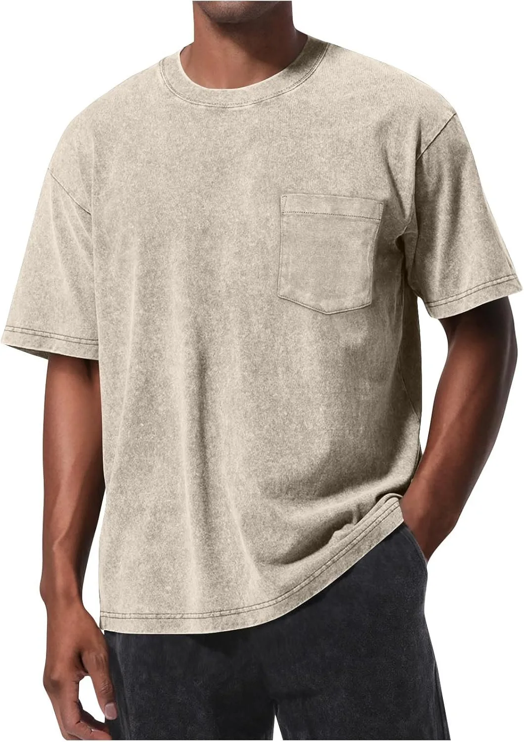 

Мужская футболка Oversized с карманом, летняя, короткий рукав, Cotton