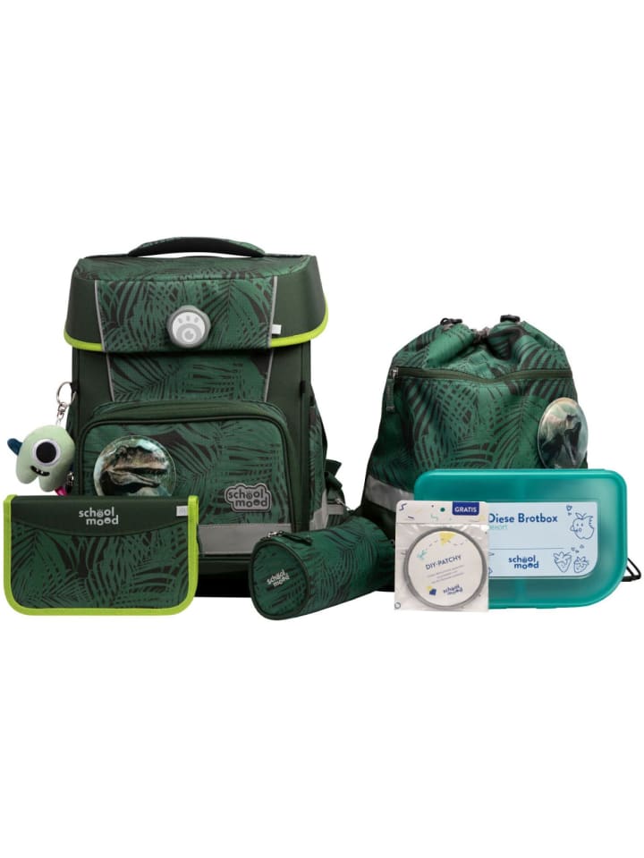 

SCHOOL-MOOD Набор из 7 предметов для школы: рюкзак Champion Pro Daniel Dinosaur в черно-темно-зеленом цвете