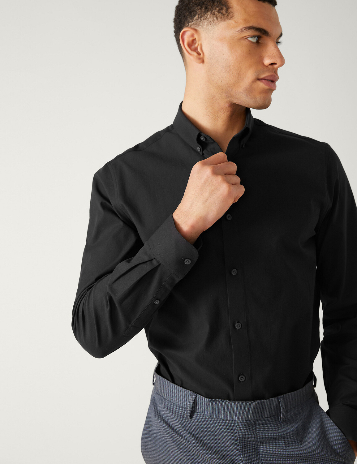 

Рубашка Slim Fit Ultimate из эластичной ткани Marks & Spencer, черный