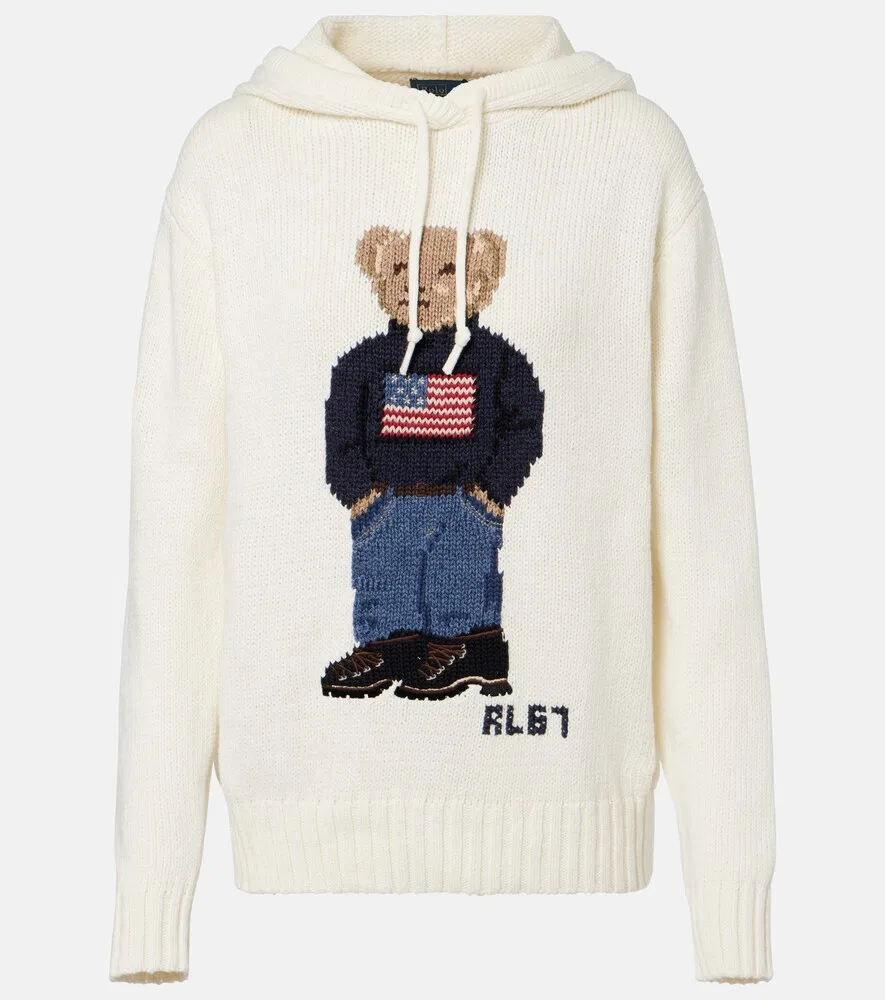 Худи Polo Bear из хлопка и льна Polo Ralph Lauren, белый