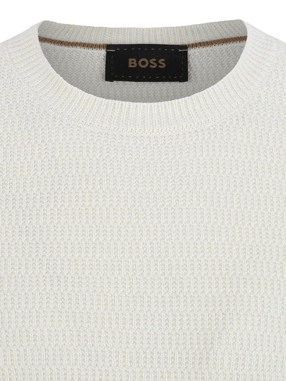 Свитер с фактурным круглым вырезом Boss, нейтральный — фото 3