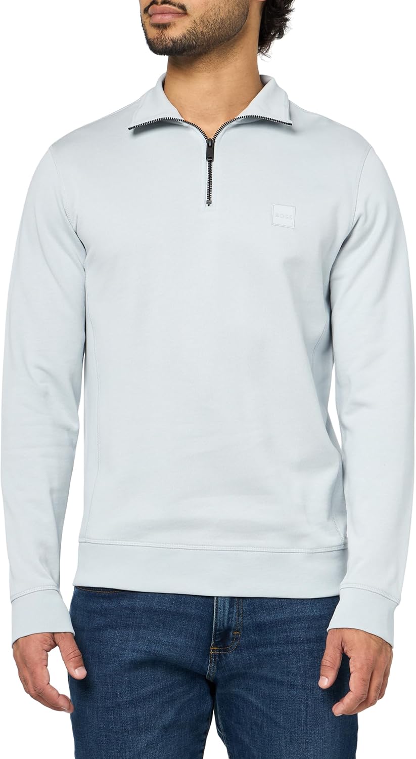 

BOSS мужской свитшот с логотипом на заплатке и молнией на четверть, Shark Tooth