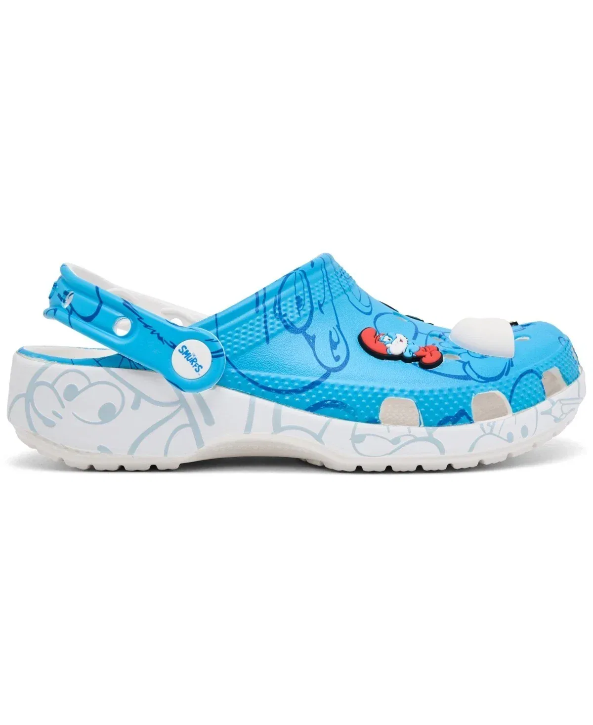 Детские сабо Crocs Smurfs Classic-90H синего цвета с разным ремешком на каблуке JAX644 — фото 2