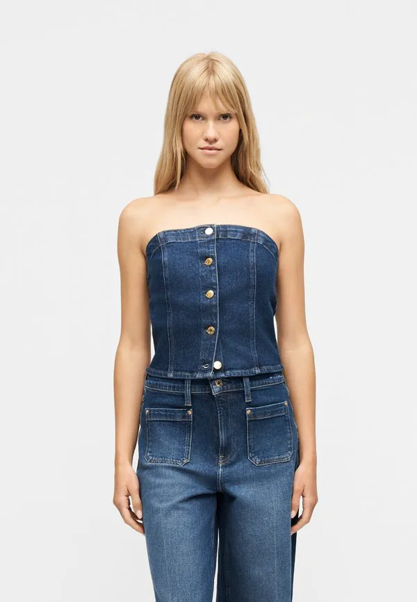 Блузка-Бюстье без бретелей Gap, Blue Denim