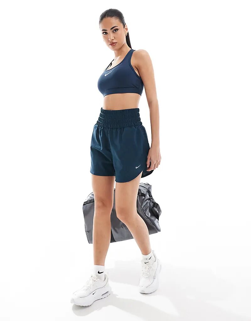 

Шорты Nike One Training Dri-FIT с высокой талией длиной 3 дюйма темно-синего цвета Nike Training