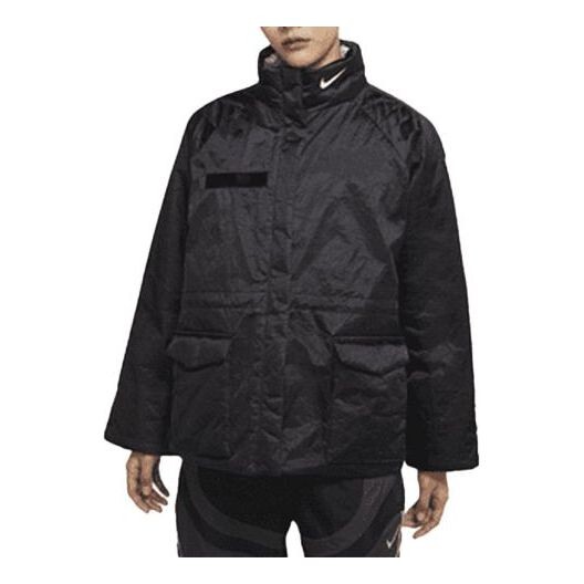 

Толстовка (WMNS) Nike Brand Logo Stand Collar Solid Color Casual Sports Hoodless Padded Clothes Black, черный