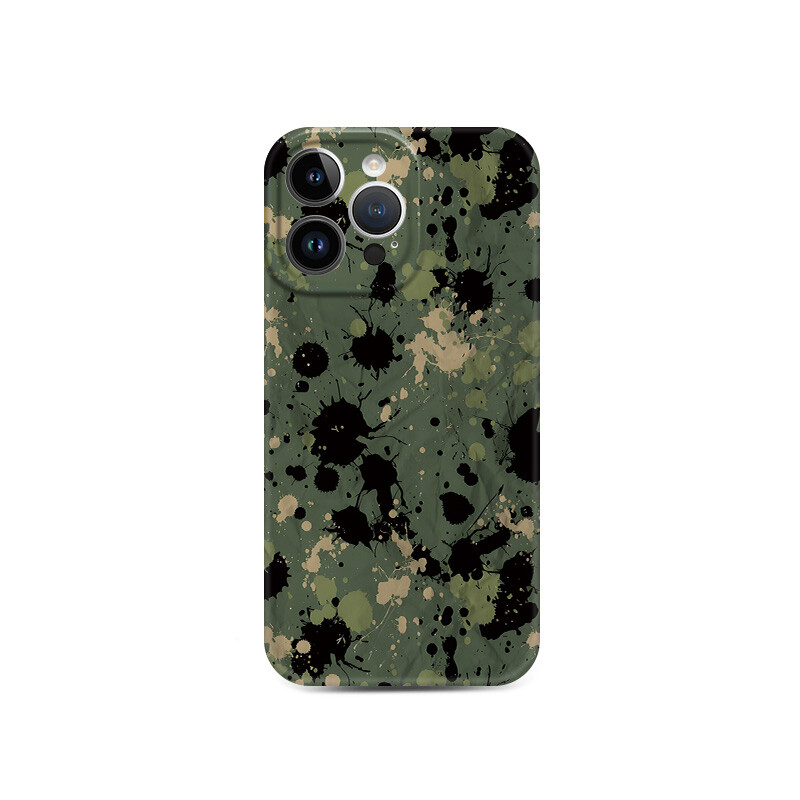 

Чехол для телефона LANGOU, Pleated frosted shell - black and green splashed ink