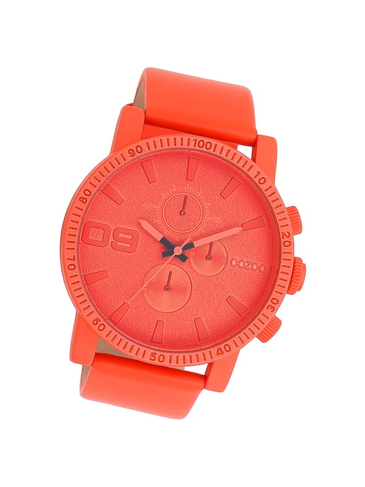 

Аналоговые наручные часы Oozoo Timepieces, красно-оранжевые, очень большие (примерно 48 мм)