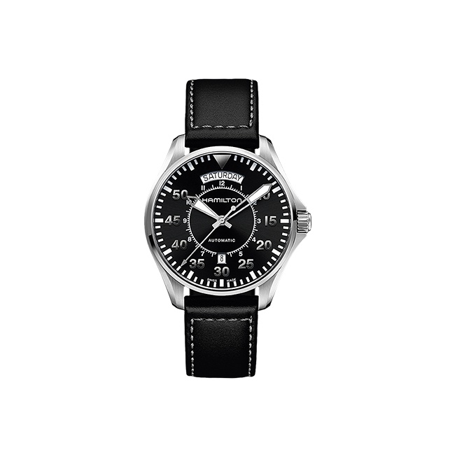 

Hamilton Часы Khaki Aviation Day Date Auto H64615735, Black Dial
