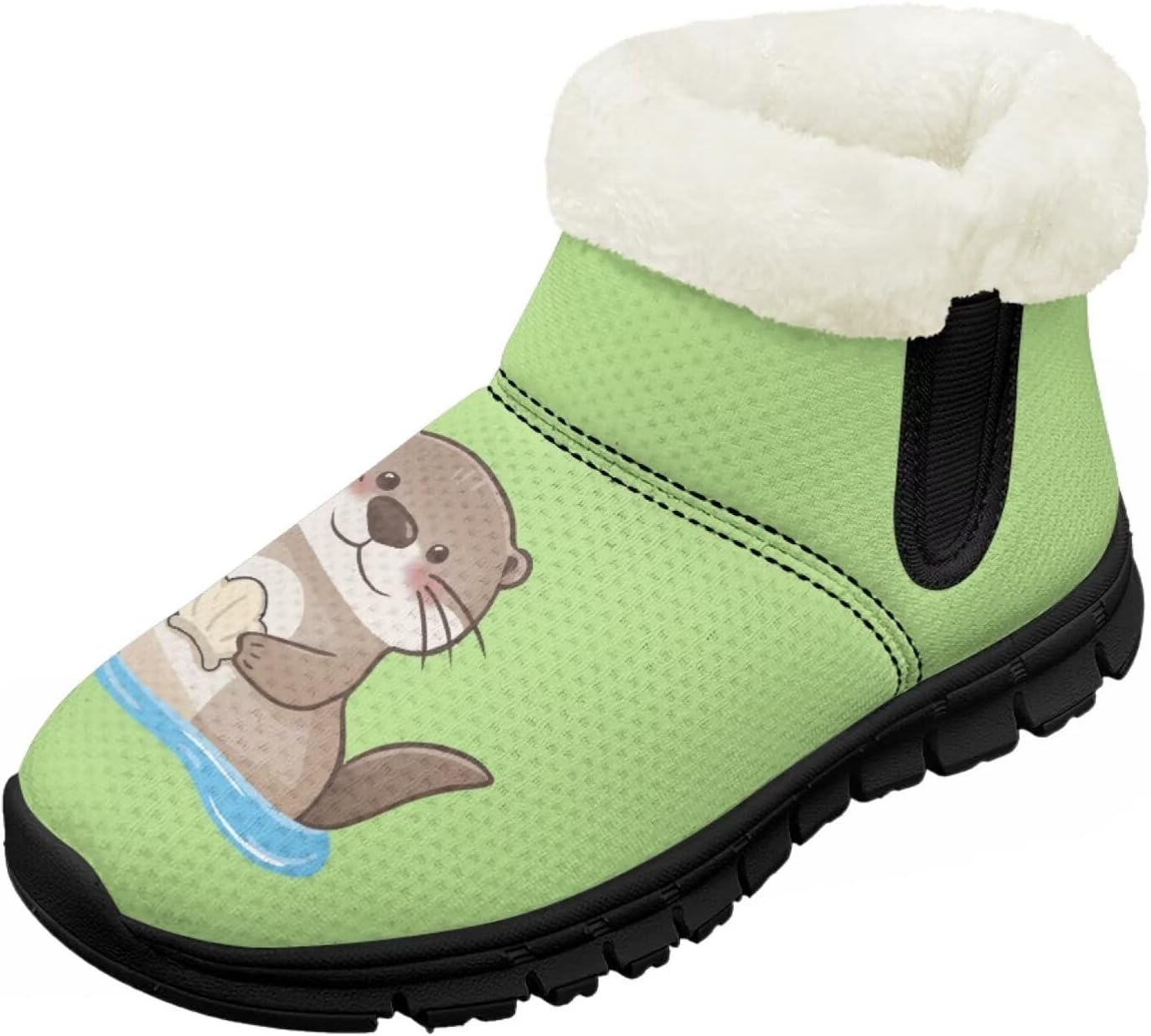 

Детские зимние ботинки для девочек с меховой подкладкой, с короткой подошвой, противоскользящие, легкие уличные теплые ботинки для малышей Pointodoor, Brown Otter Pattern