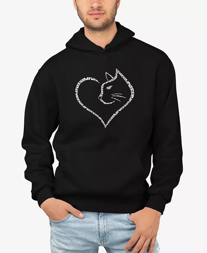 

Мужская худи с принтом "Cat Heart Word Art" LA Pop Art, черный