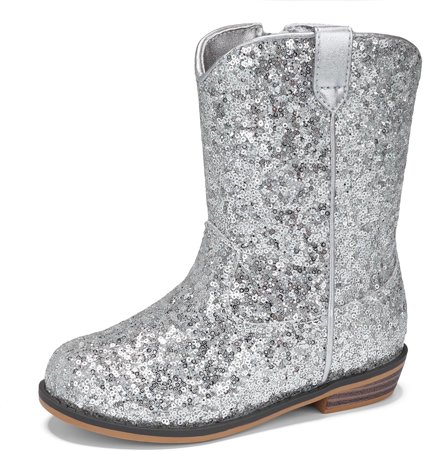 

Детские вестерн-сапоги ICEBIRDS для девочек, маленькие и большие дети, сапоги для верховой езды в стиле вестерн, Shining Silver