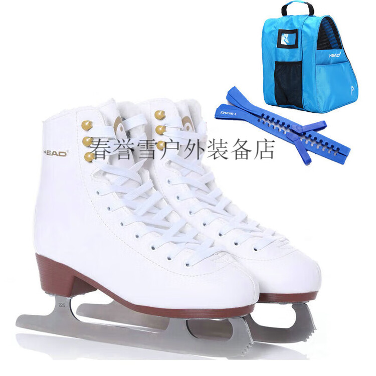 

HEAD Коньки для фигурного катания OVER HEELS Haide F200, утепленные, с рисунком, роликовые коньки, коньки для хоккея + HEA F200 + синяя сумка + синий чехол для лезвия, размер 33
