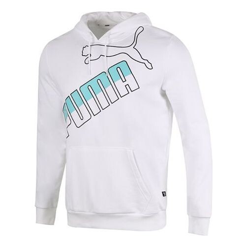 

Толстовка athleisure casual sports colorblock printing logo hooded knit white Puma, белый