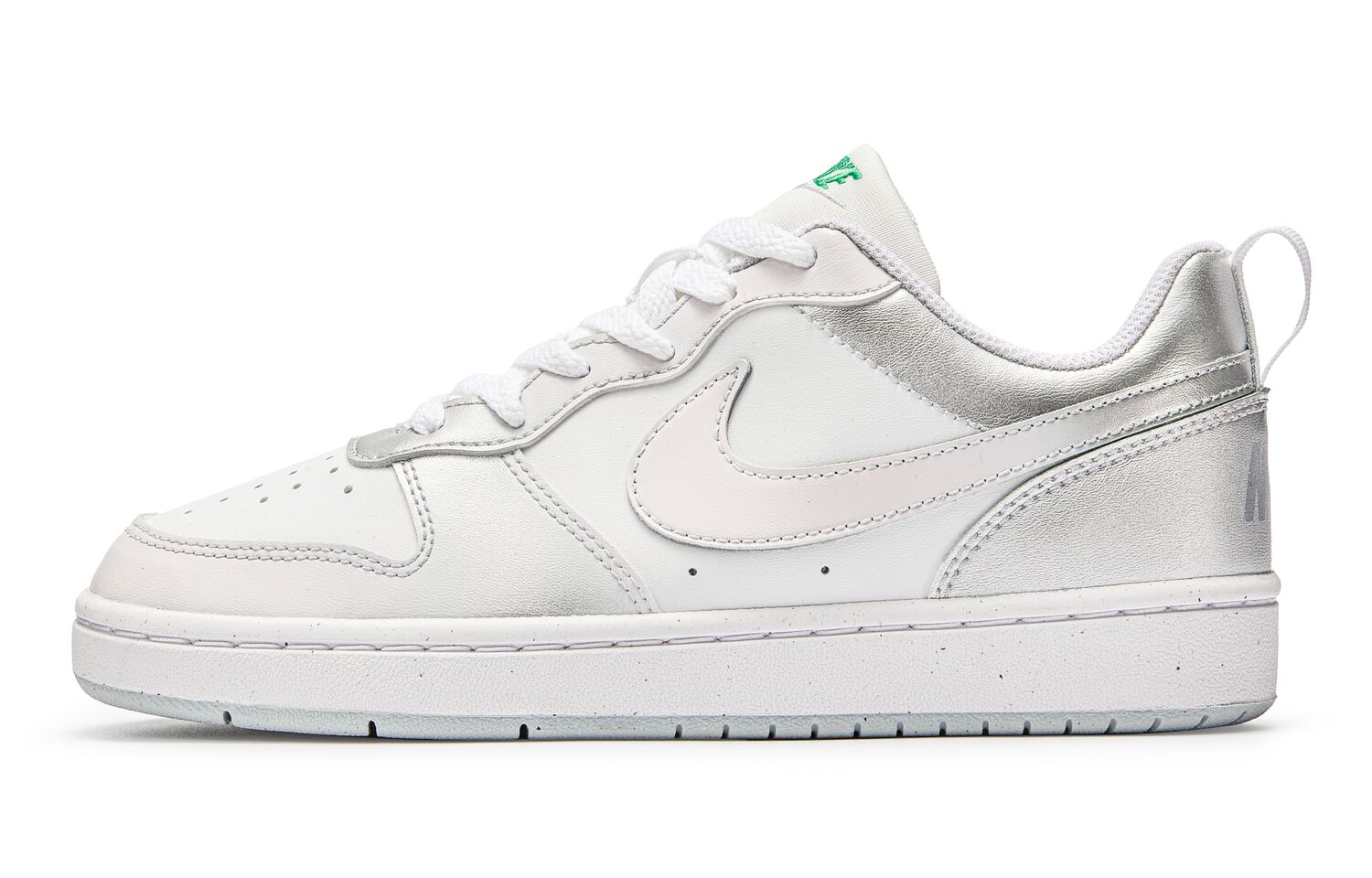 

Court Borough Anti Slip Wear Resistant Low Top Kids' Skateboarding Shoes Silver White Teenagers Nike, серебряный белый