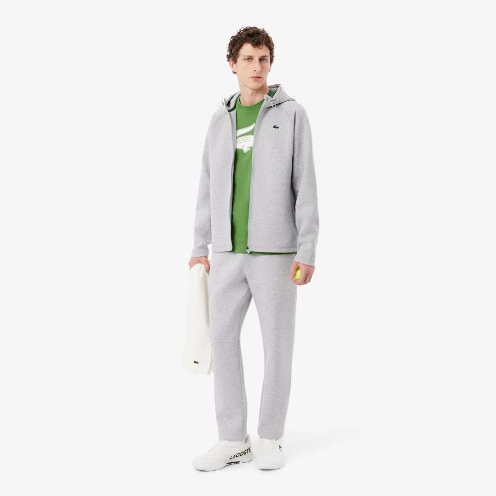 Мужская меланжевая серая толстовка из тренировочного джерси от Lacoste — фото 4
